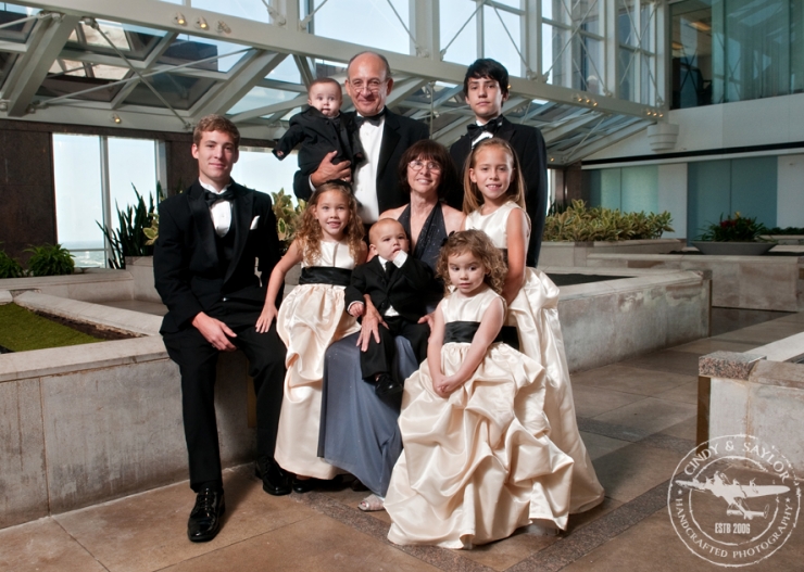 grandparents with grandchildren at Sky Lobby in Dallas