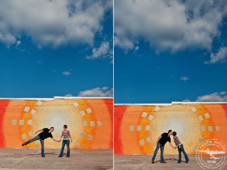 engaged couple in deep ellum, dallas texas