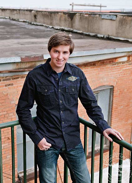 high school senior boy portrait in downtown mckinney texas