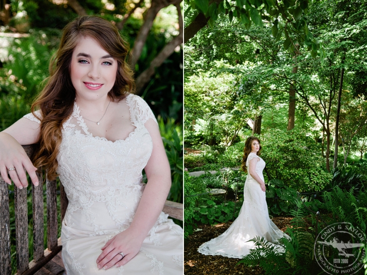 dallas bridal photos at the arboretum in a dress from stardust celebrations with makeup by something you