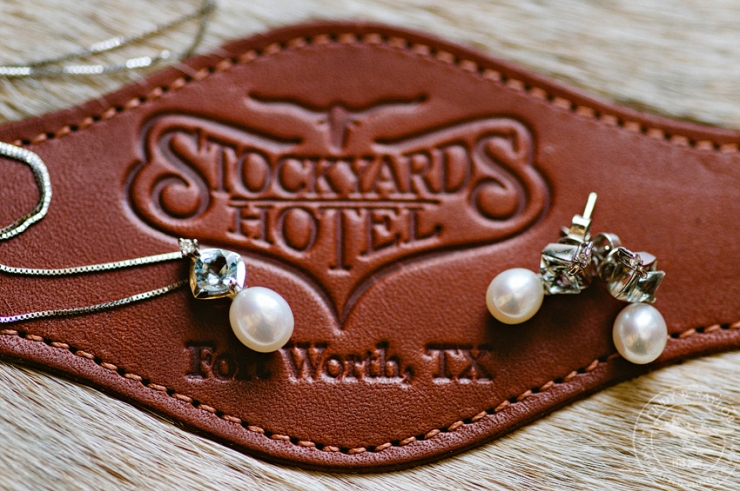 details of bride at the stockyards hotel in fort worth, texas