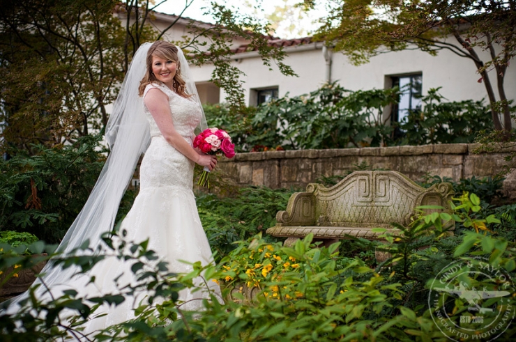 bridal session at dallas arboretum with pink flowers