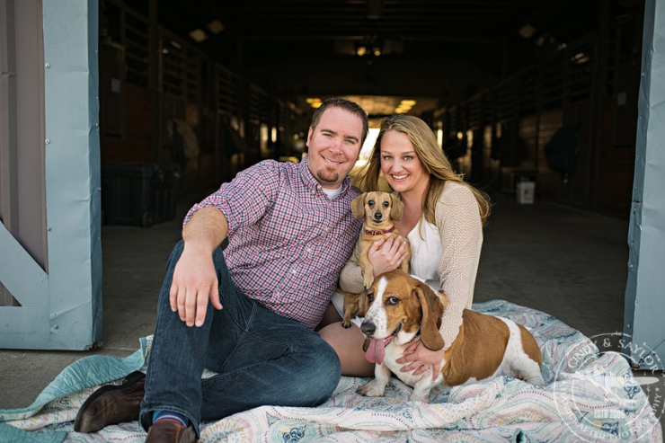 country engagement session in horse stables with dogs in northlake texas