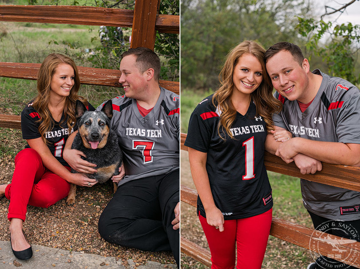 texas tech couple engagement at Arbor Hills in Plano, TX | photos by Cindy and Saylor