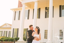 bride and groom at sunset wedding at the milestone denton texas